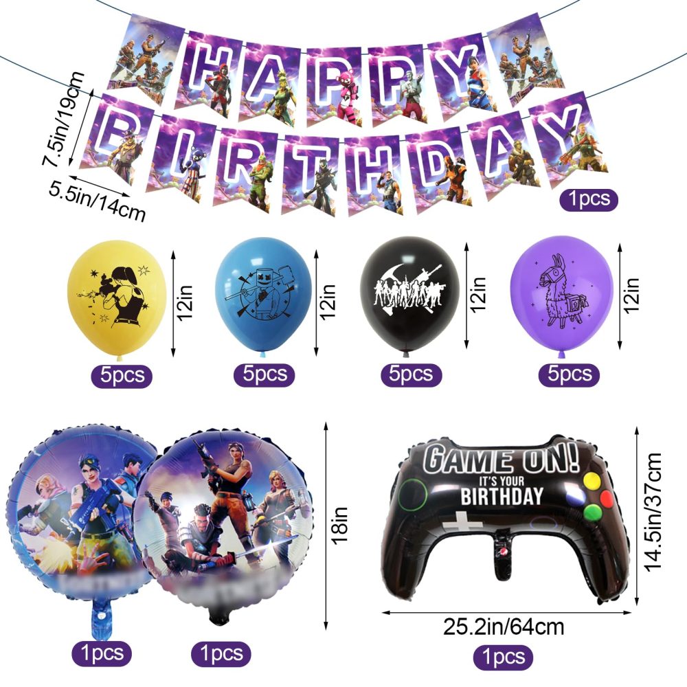101 PCS Fortnit Birthday Decorations Boys,Fortnit Balloons,Fortnit Party Decorations,Game Foil Balloons Banner Fortnit Cake Topper,Fortnit Stickers,Game Birthday Party Supplies,Game Theme - Image 7