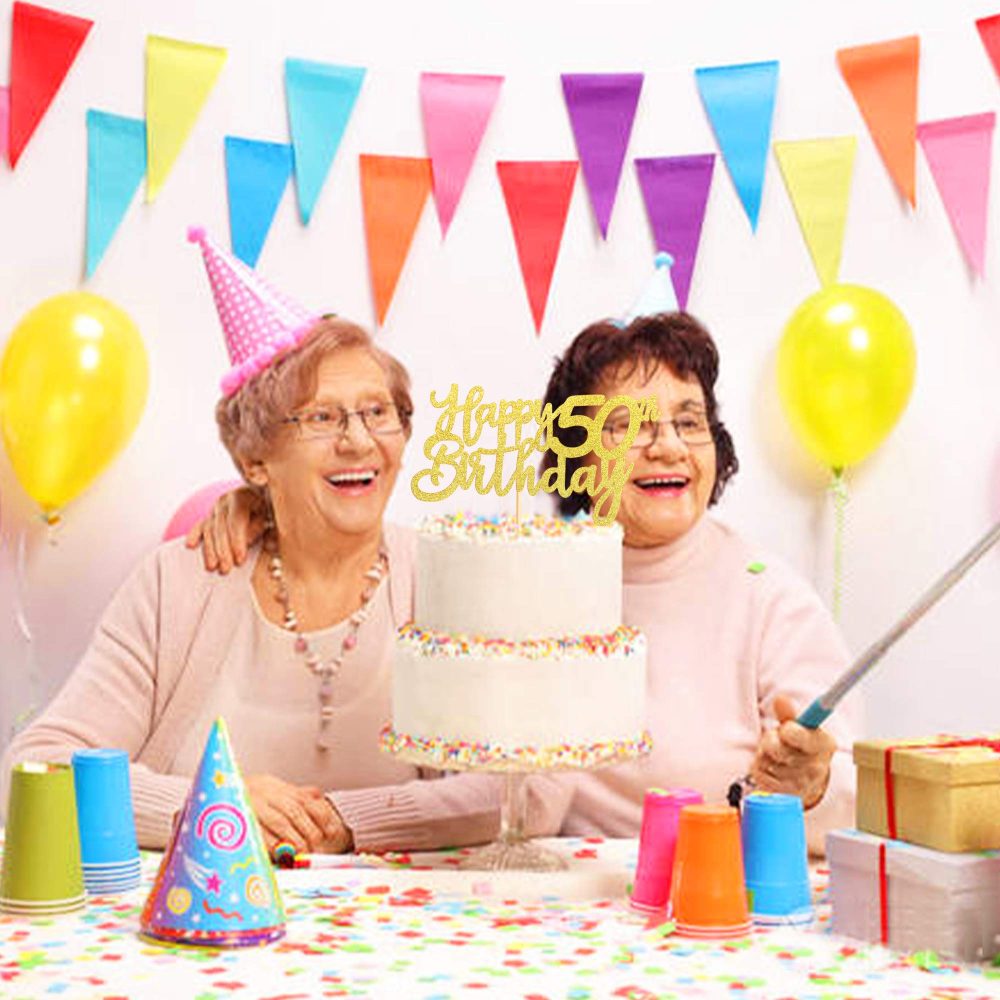3 Pieces Gold Happy 50th Birthday Cake Toppers Happy 50 Cupcake Toppers Cheers to 50 Fabulous Cake Decoration for 50th Birthday Party Decoration Supplies - Image 2