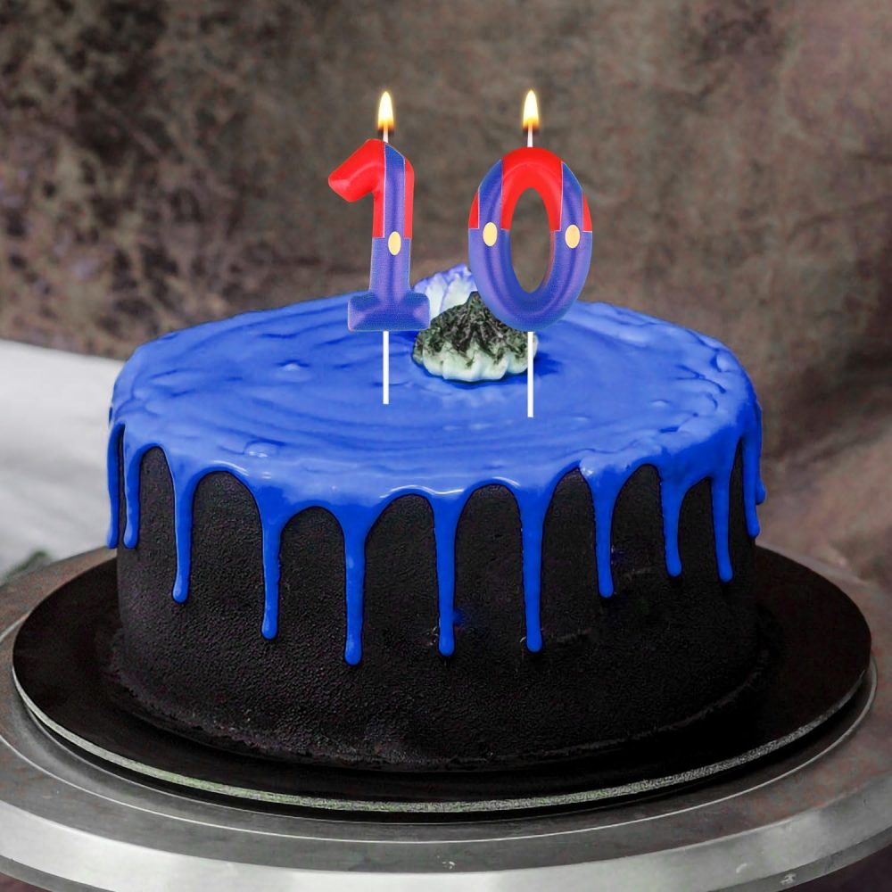 Red Blue Birthday Candles, Birthday Candles Numbers Cartoon Game Themed Cake Topper Candles Birthday Cake Decorations for Boys Girls Kids Party Decor Celebration Supplies (Number 7) - Image 2
