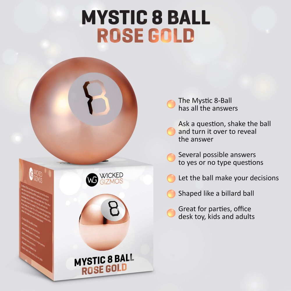 WICKED GIZMOS Magic 8 Ball – Classic Retro Novelty Mystic Gadget Answers Questions about Romance, Friendship, School, Work - Fun Gift Features More Than 15 Answers and Predictions (Rose Gold) - Image 5
