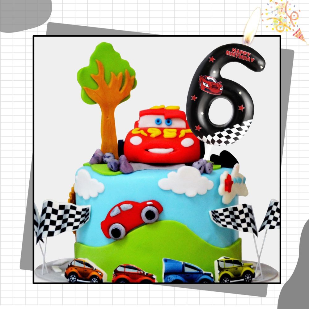 Racing Cars Birthday Candles Number 3 Star Black Racing Cars Traffic Theme 3rd Birthday Party for Girl Boy Birthday Cake Topper Birthday Celebration Anniversary Decorations - Image 3