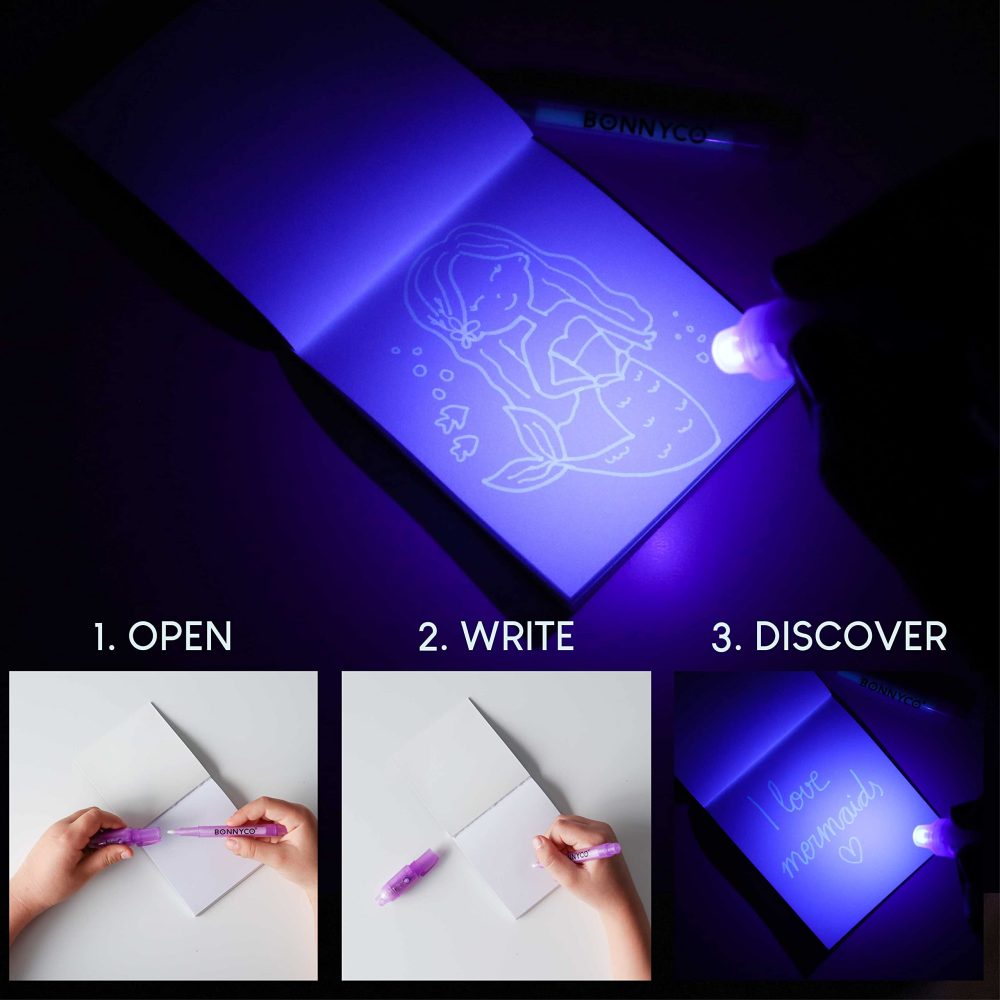 BONNYCO Invisible Ink Pen and Notebook, Pack 32 Mermaid Party Bags Filler & Pinata Toys | Mermaid Birthday Decorations | Stocking Fillers for Kids Birthday | School Prizes & Gifts for Children - Image 7