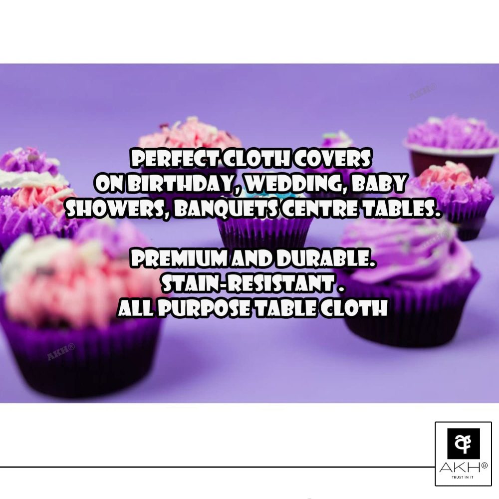 AKH® Plain Pastel Table Cloths | Pack of 2 | Colourful Plastic Table Cover Tablecloth for Wedding, Baby Shower, Birthday Party, Easter | Premium Durable All Purpose Tablecloth | 121CMx121CM (Purple) - Image 4