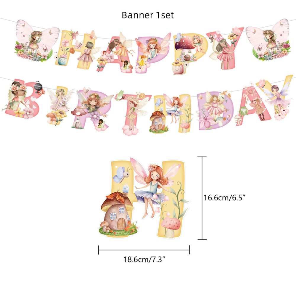 33PCS Fairy Birthday Decorations - Fairy Party Decorations, Fairy Party Supplies, Fairy Decorations, Fairy First Birthday Decorations, Table Decorations For Birthday Party, Fairy Party For Girl Women - Image 6