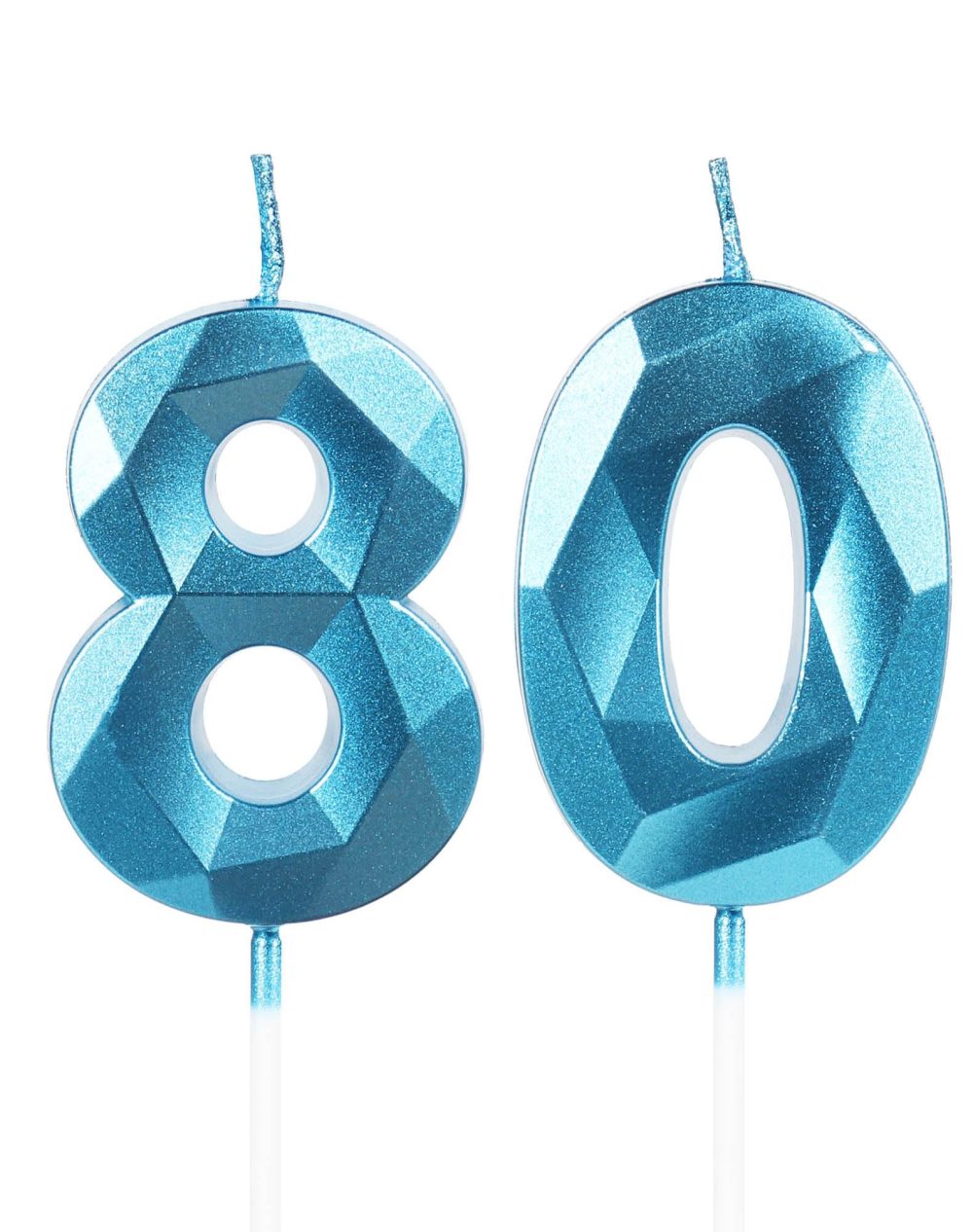 80th Birthday Candles, Number 80 Candle, Blue Candles, Birthday Candle for Cake, Happy Birthday Candle, Cake Candles Cake Topper Decorations for Boys Men Birthday Party Wedding Anniversary Supplies