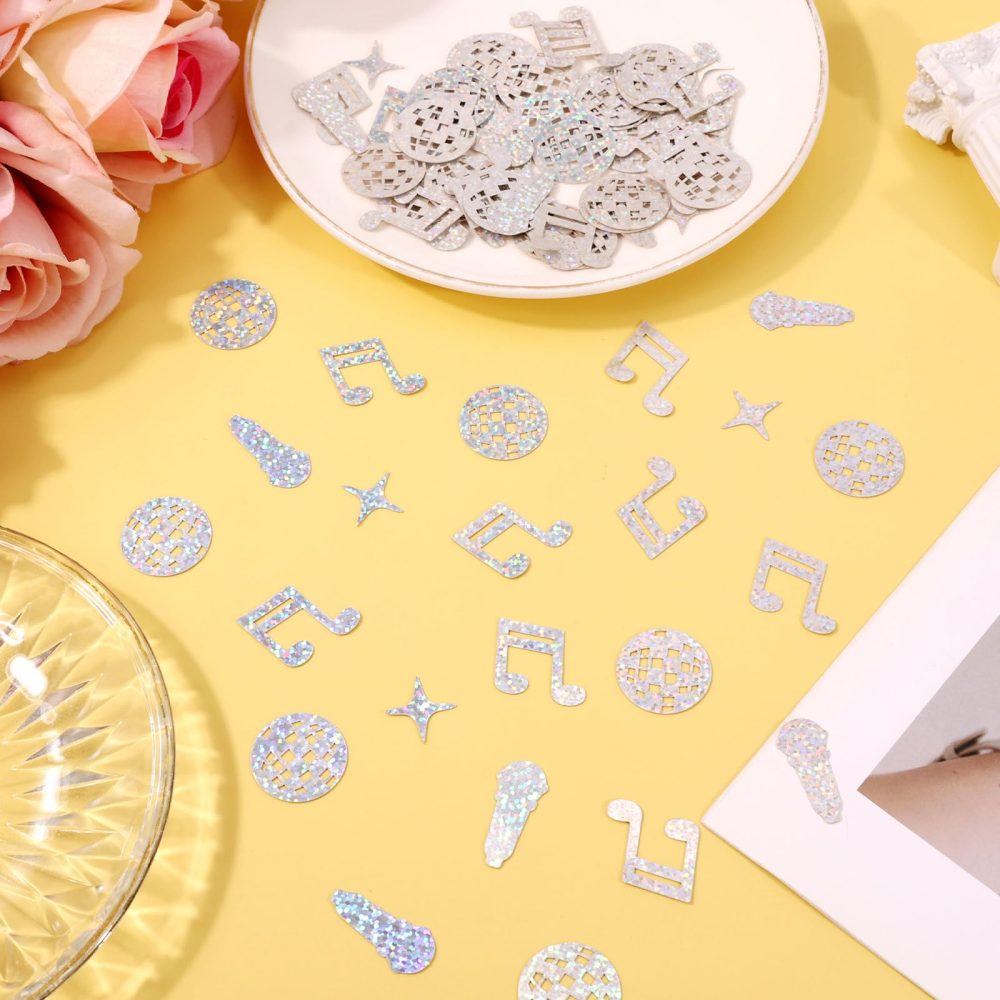 240 Pcs Disco Table Confetti, Glitter Table Confetti Disco Party Decorations Disco Ball Musical Note Microphone Star Confetti for Disco Theme Birthday Party - Image 2