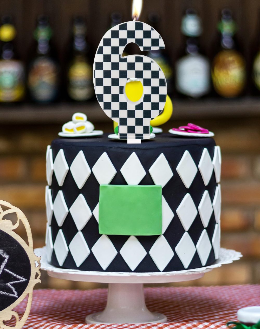 Racing Cars Birthday Candles with Black and White Stripes, Racing Cars Themed Birthday Party Decorations, Cars Number 1 Candles Cake Topper for Girls Boys 1st Birthday Decorations Party Supplies - Image 5