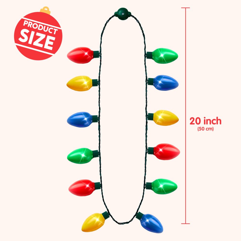 JOYIN 3 Pack Christmas LED Light Up Bulb Necklace Christmas Holiday Accessories Party Favors 12 LED Bulbs - Image 7