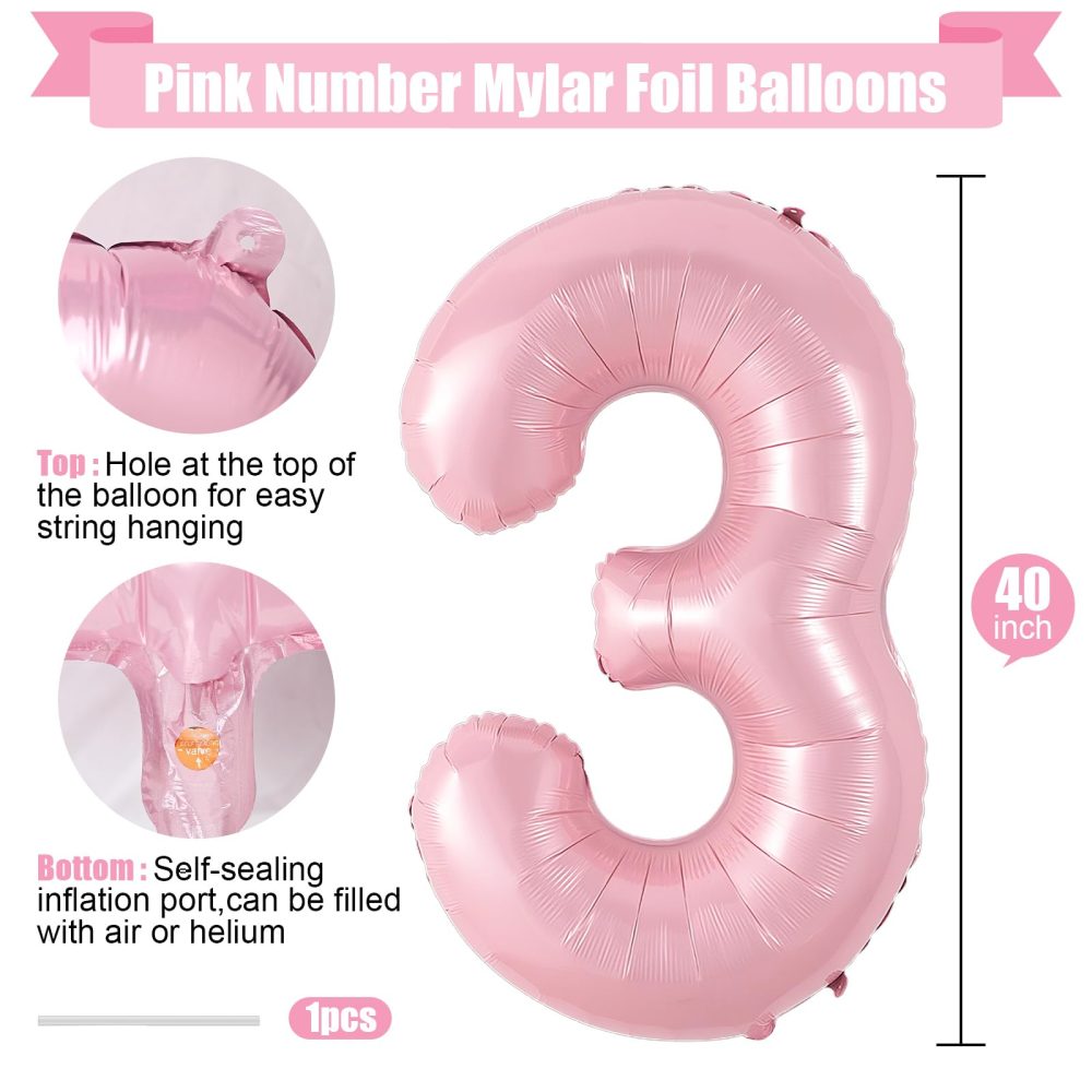 Pink Number 30 Balloon,40Inch Large Light Pink Foil 30th Birthday Balloons,Pastel Pink Number 30 Helium Balloons for Women Men 30th Birthday Anniversary Party Supplies Decorations - Image 7
