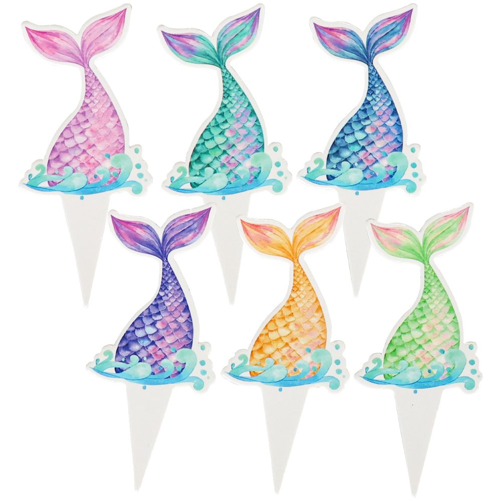 Ephlyn 36Pcs Mermaid Tail Cupcake Toppers Mini Under the Sea Mermaid Tail Cake Topper Decorations Mermaid Cupcake Picks for Mermaid theme Birthday Party Decoration Baby Shower Supplies - Image 6