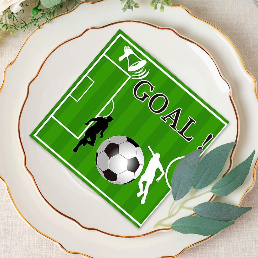 20 Pcs Football Napkins, 32x32CM Football Party Napkins, 100% Paper Napkins for World Cup Football Soccer Party Decorations, Football Table Decor fot Kids & Adult - Image 4