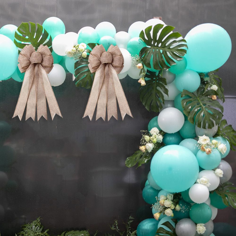 Large Burlap Wreaths Bows Rustic Jute Bows Christmas Tree Topper for Wedding Holiday Birthday Party Decoration - Image 2