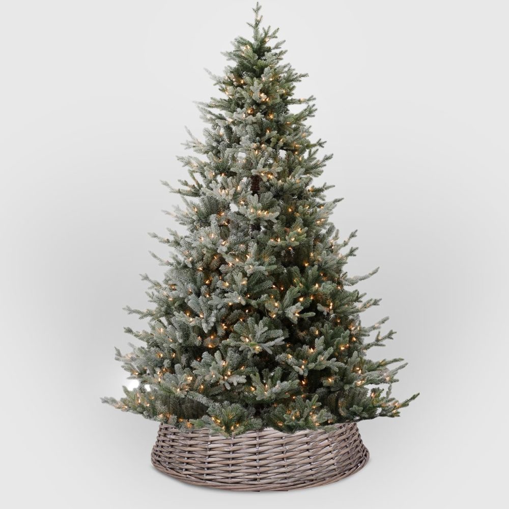 Natural Wicker Christmas Tree Skirt Xmas Stand Cover Xmas Decoration Basket (L) - Image 3
