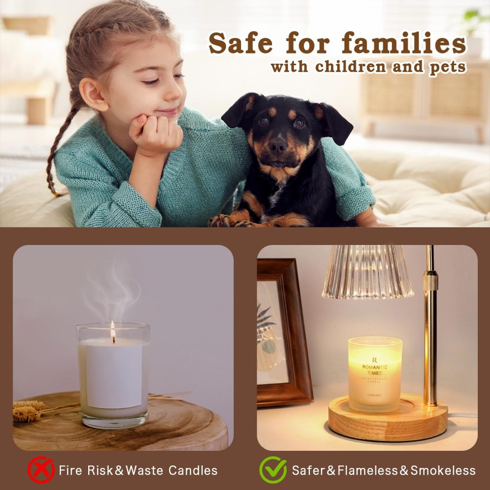 Funistree Candle Warmer Lamp with Dimmer and Timer for Scented Candle Jar, New Home Gifts for Women Friends, Anniversary Birthday Presents for Her, Electric Wax Melter Candle Heater Lamp with 2 Bulbs - Image 6
