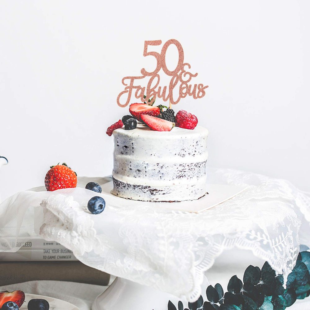 3Pcs 50 & Fabulous Cake Toppers 50 Birthday Anniversary Cake Toppers for 50 Birthday Anniversary Party Decorations Happy 50th Birthday Cake Decorations Supplies - Image 2