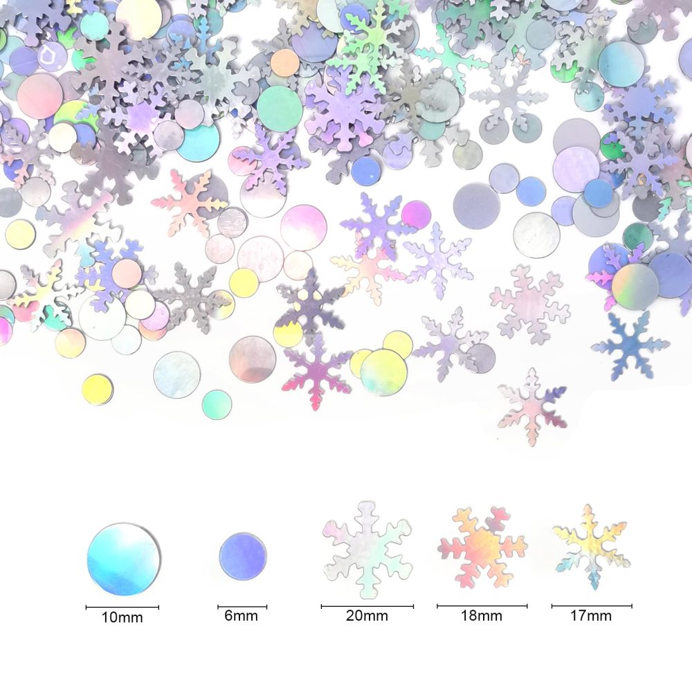 Qiuyan Laser Silver Snowflakes Confetti Lovely Winter Wedding Confetti Xmas Table Decorations Circles Party Confetti Sequins for Frozen Themed Birthday Party, Gender Reveal (30g, About 900pcs) - Image 7