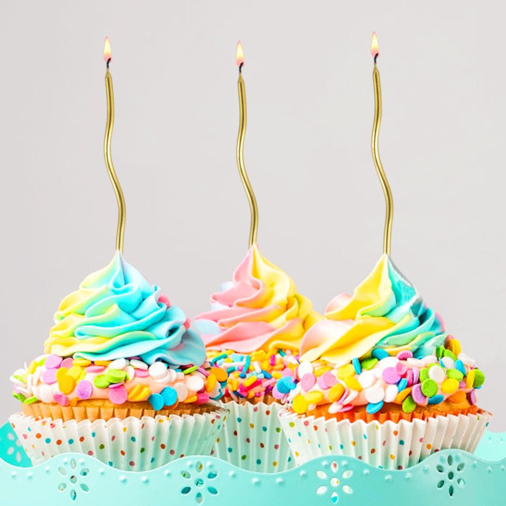 24 Pcs Gold Birthday Cake Candles Spiral Cake Candles with Holders Twisty Cake Candles for Birthday Wedding Party Cake Decorations (24) - Image 4