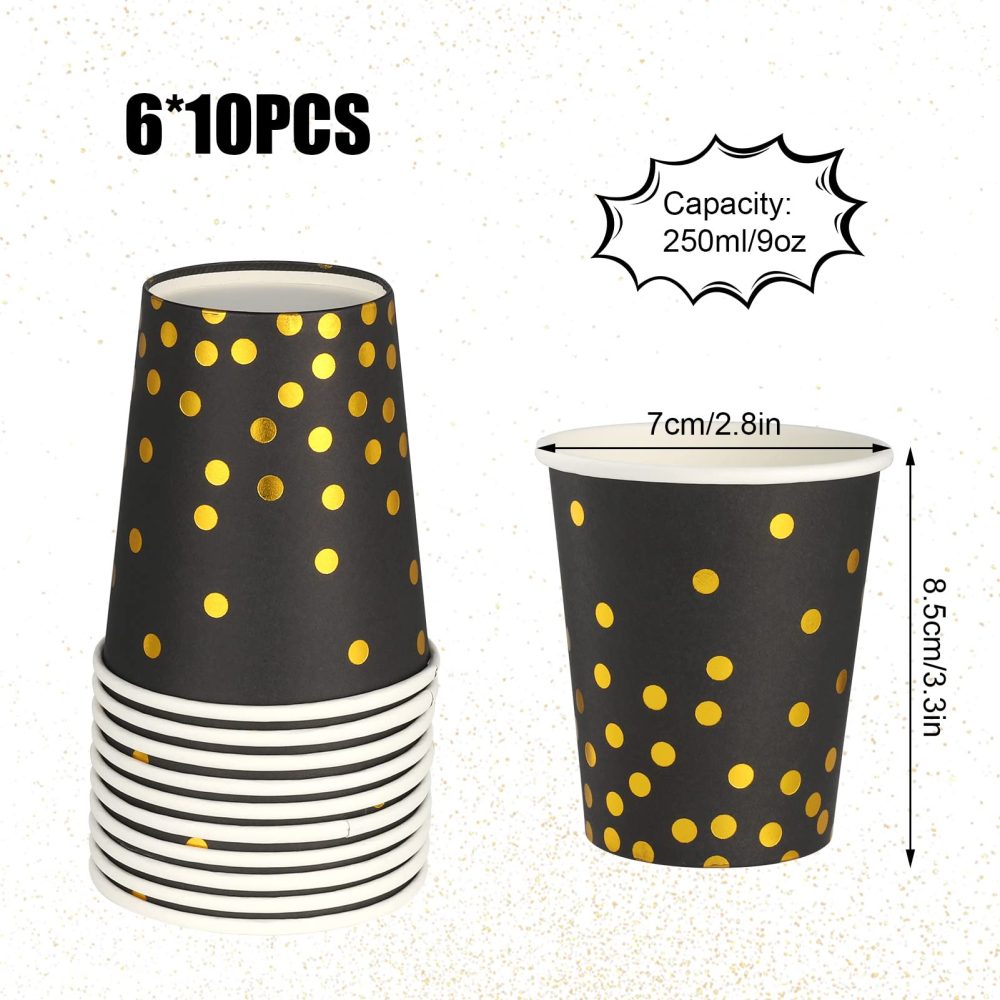Pinenuts 60 Pieces Paper Cups 9 Ounces Party Cups, Disposable Drinking Cups, Biodegradable for DIY Halloween Christmas Holiday Wedding (Colorful) - Image 3