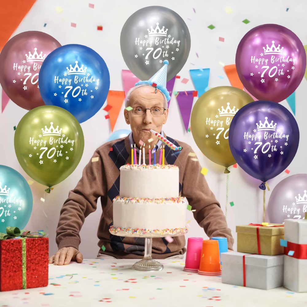 Metallic Happy 70th Birthday Decorations Women Men 70th Birthday Balloons Supplies Chrome Happy 70th Birthday Balloons 12In 20 Pack - Image 7