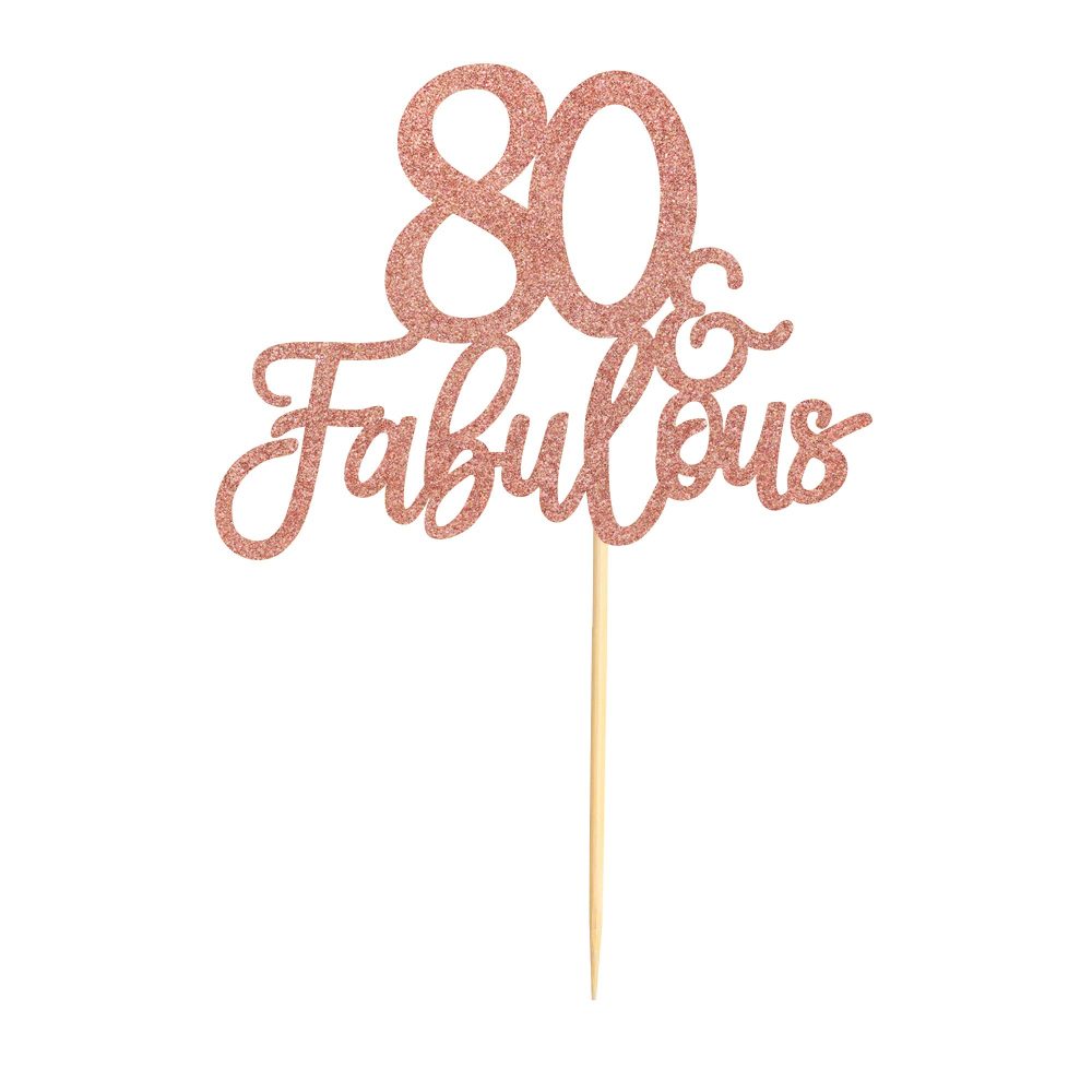 3Pcs 80 & Fabulous Cake Toppers 80 Birthday Anniversary Cake Toppers for 80 Birthday Anniversary Party Decorations Happy 80th Birthday Cake Decorations Supplies - Image 7