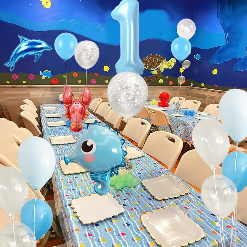 Under The Sea Balloons,Ocean Sea Animal Balloons,1st Birthday Balloons,Seahorse Lobster Dolphin Balloons for Under the Sea Birthday Party Decoration - Image 4