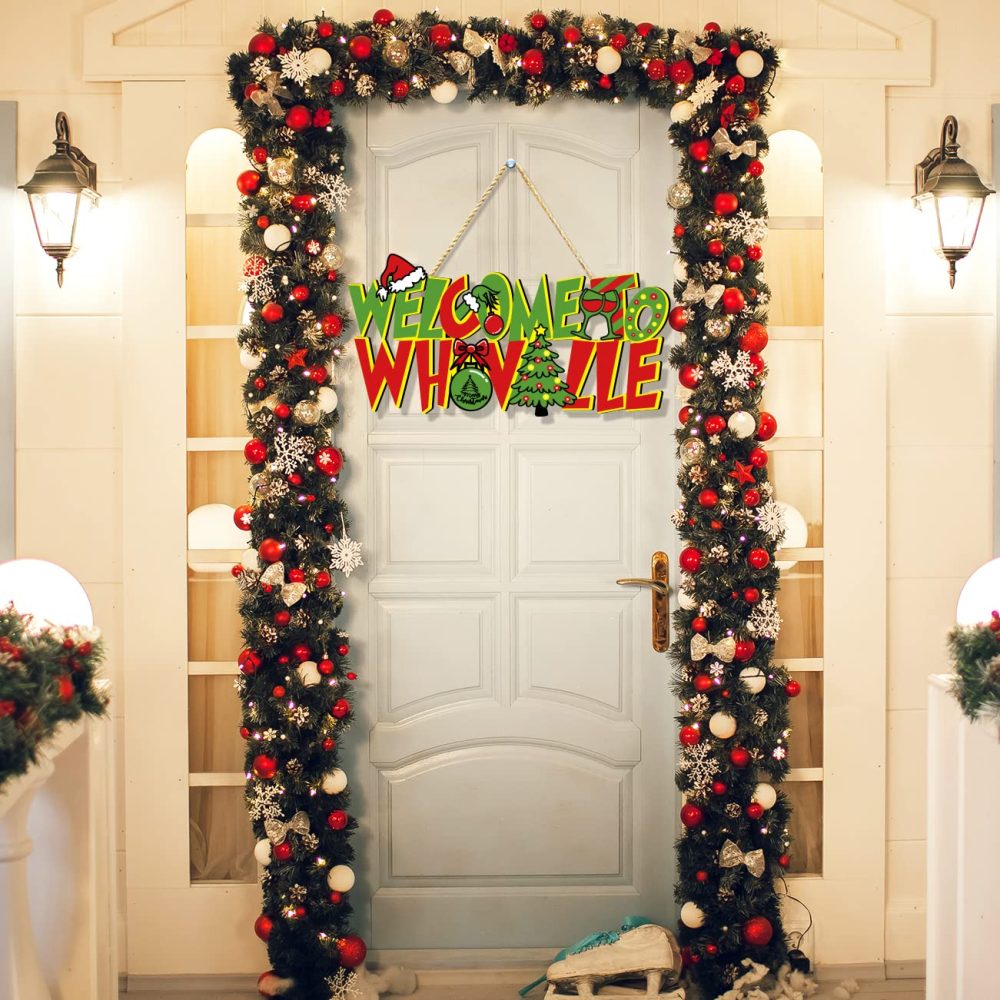 Zhynice Christmas Door Hanging Signs Merry Christmas Wooden Hanging Sign Christmas Tree Ornaments Front Door Decorations Christmas Themed Party Decor Supplies Indoor Outdoor - Image 7