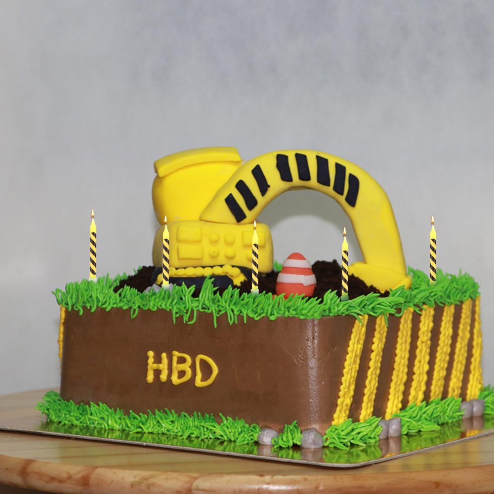 12pcs Construction Birthday Candles, Yellow and Black Striped Charm Candle Construction Themed Birthday Candles for Engineers Present Construction Party Wedding Cake Decoration Kids Supplies - Image 3