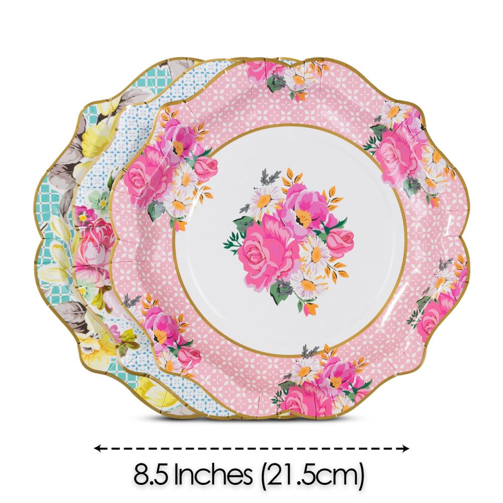 Talking Tables Pack of 24 Afternoon Tea Vintage Floral Paper Plates | Truly Scrumptious | for Birthday Party, Baby Shower, Wedding and Anniversary, Disposable Tableware in Pastel Colours - Image 2