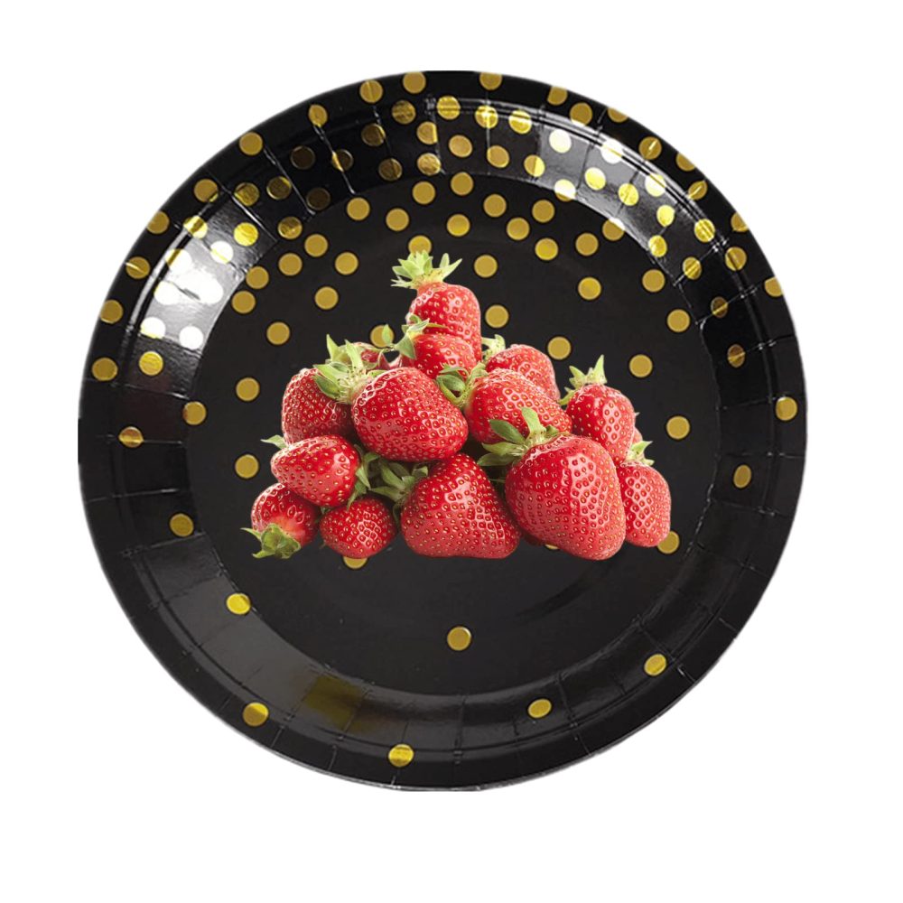 CEILIWEN Black and Gold Party Plates, 50 Pack 7 inch Party Tableware Dinnerware, Disposable Paper Plates, Party Supplies for Birthday Decorations, Pack of 50 - Image 6
