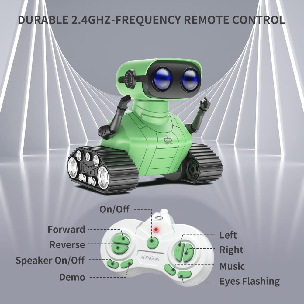 AONGAN RC Robot Toys Rechargeable Robot Toys for Kids Dancing Singing Music LED Eyes Demo Birthday Toy Gifts for Boys and Girls Aged 3-9(Green)… - Image 4