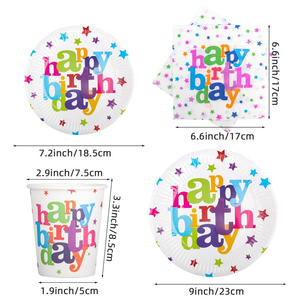 Fowecelt Birthday Party Plates Cups Napkins 130 pcs Rainbow Party Tableware Paper Plates Cups and Napkins Set for Kids Party Rainbow Birthday Party Supplies Decorations for 30 Guests - Image 4