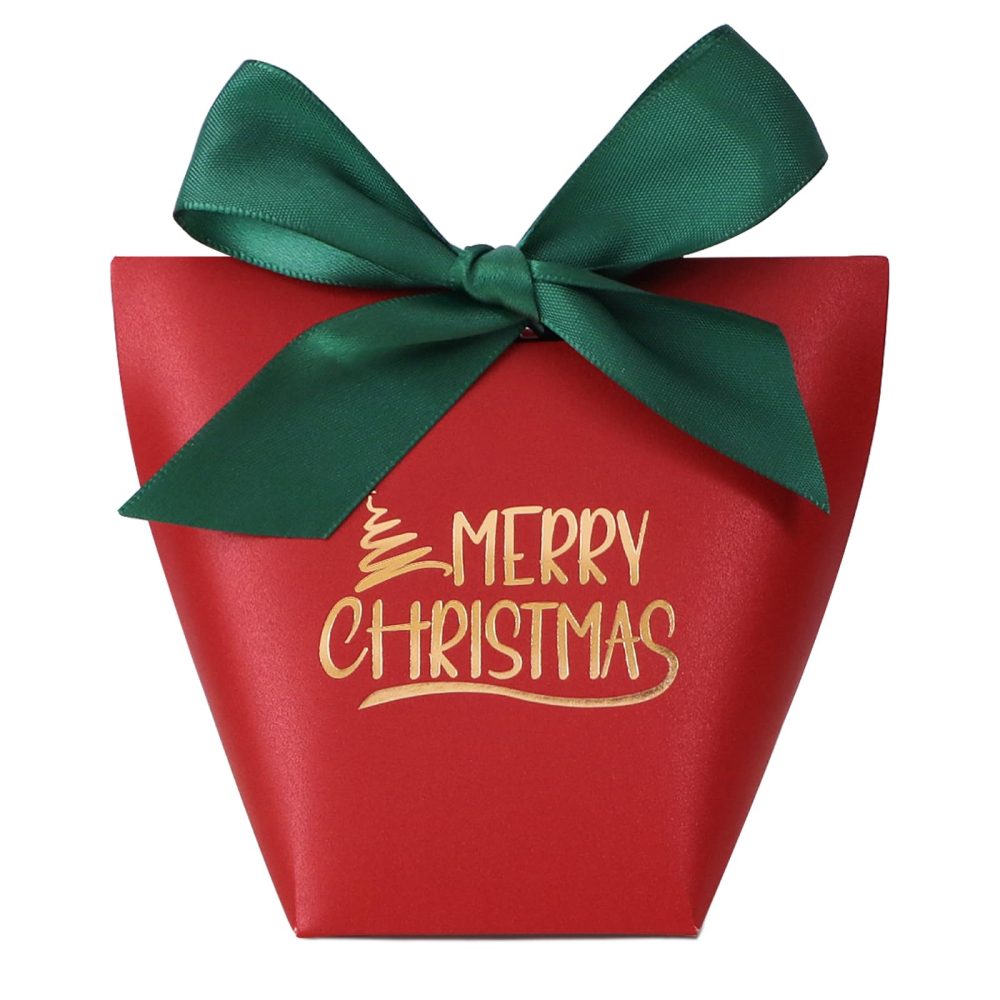 25pcs Christmas Small Gift Boxes Favour Boxes Xmas Sweet Boxes Empty Christmas Eve Party Treat Boxes with Ribbon