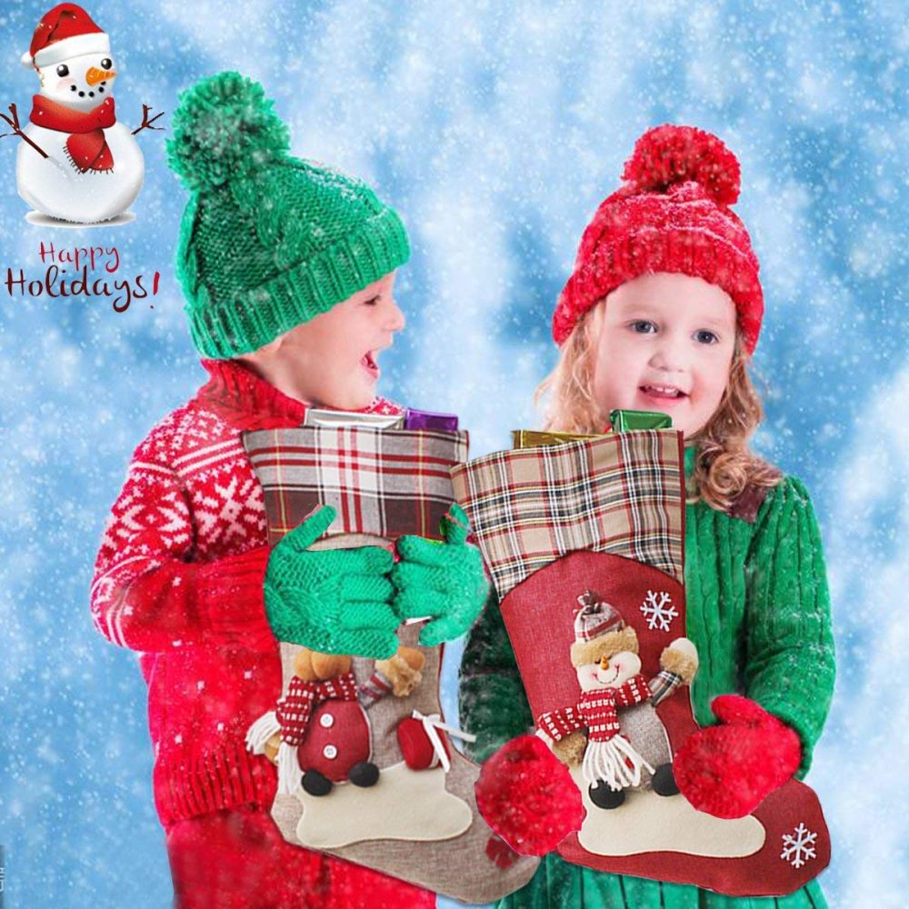 18" Classic Christmas Stockings, Big Size Christmas Stocking Snowman with for Party Decoration and Party Accessory(1 Pack-Santa Claus) - Image 2