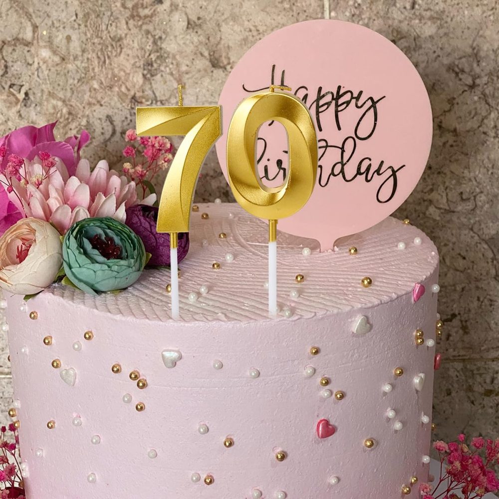 Gold Digital Birthday Cake Candles - Number 70 Candles for 70th Birthday Happy Birthday Smokeless Environmental Protection Birthday Candle for Birthday Cake - Image 4