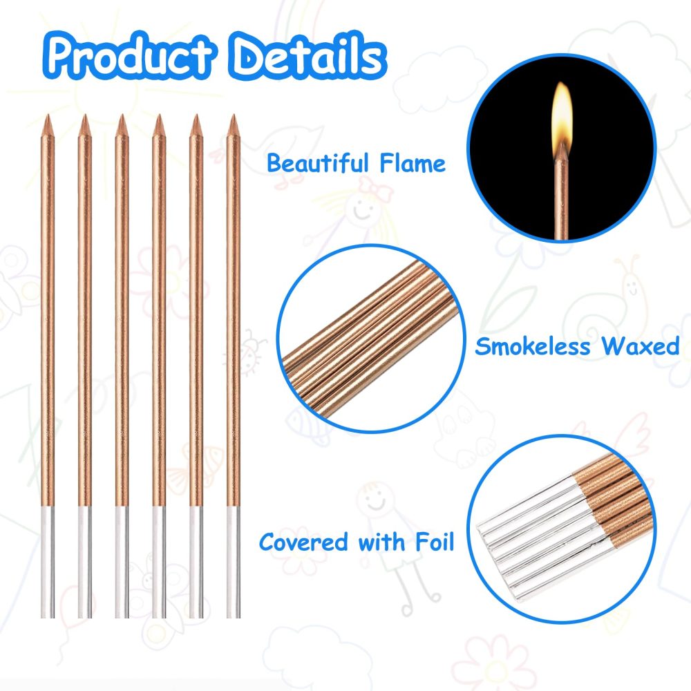 Candles for Birthday Cakes, 12PCS Thin Metallic Cake Candle, Long Glitter Cupcake Candles for Birthday Wedding Baby Shower Party Decoration 1st 12 18 24 40 50th 60th - Image 6