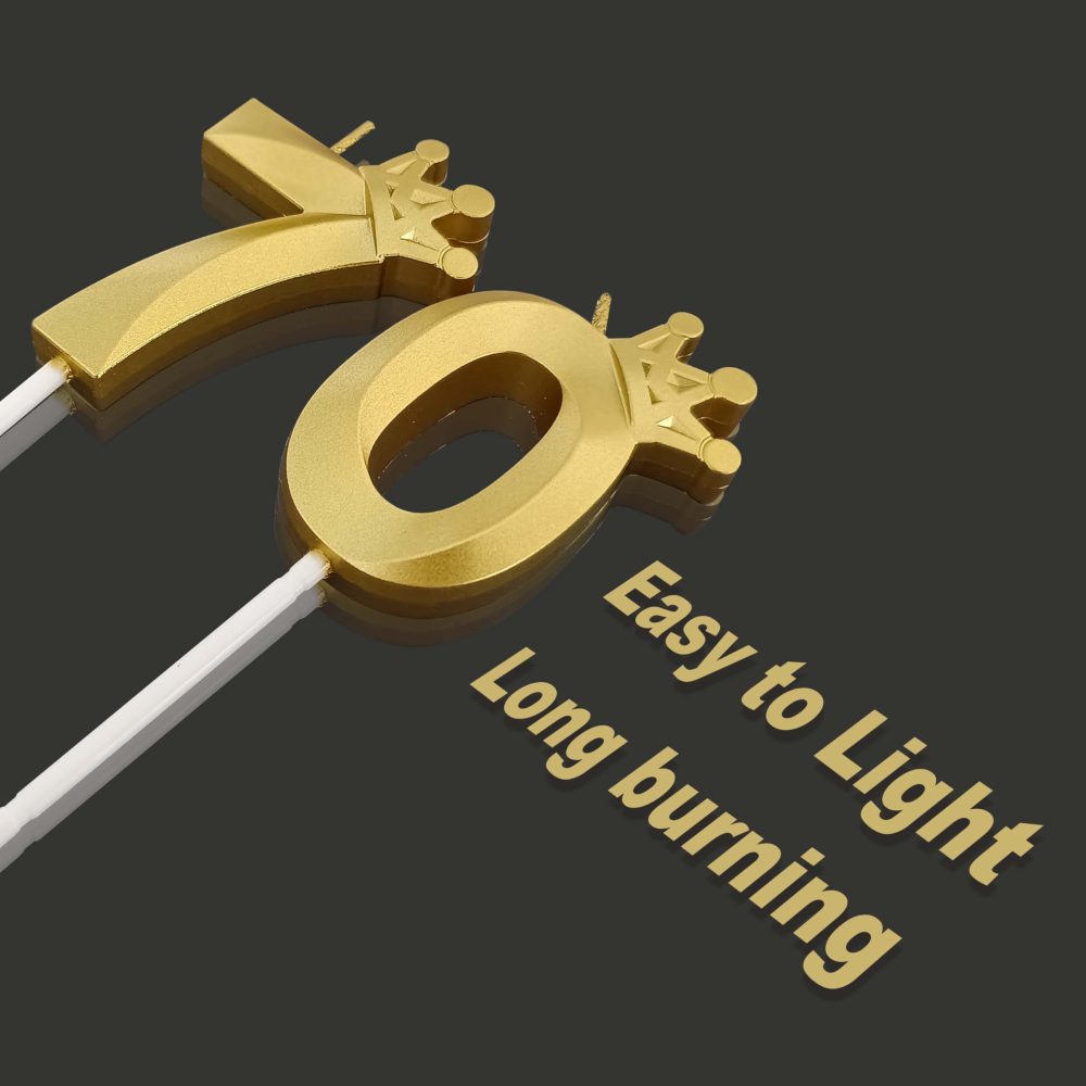 2 Piece Gold Birthday Candles Number 70 Candle is Perfect for The 70th Birthday Decorations, Number Candles for Cakes is Perfect Candles (Gold, 70) - Image 5