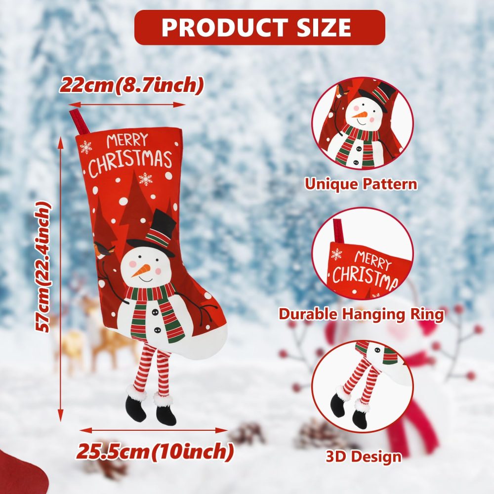 Christmas Stocking, Large Santa Christmas Stockings Decoration for Kid Adults Fireplace Hanging Stockings Xmas Tree Ornaments Gift Bag Candy Pouch for Xmas Family Holiday Party Home Decor A7CTSDW - Image 5