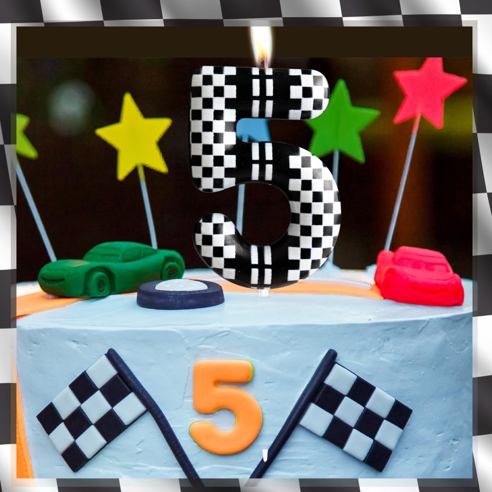 5th Birthday Candle Racing Cars Number 5 Candle Racing Cars Cake Decoration Birthday Party Supplies Black White Racing Cars Themed Cake Topper Decorations for Kids Boy Girl Party Decor Supplies - Image 6
