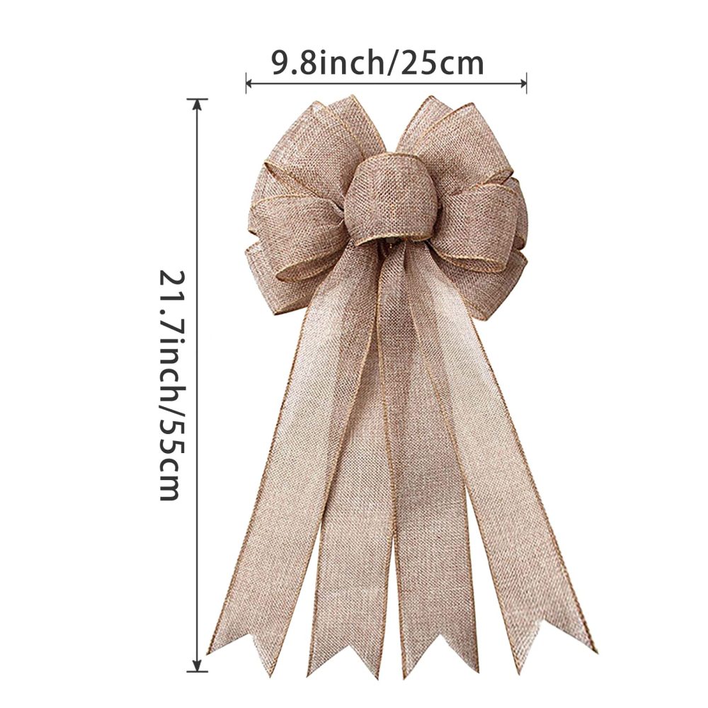 Large Burlap Wreaths Bows Rustic Jute Bows Christmas Tree Topper for Wedding Holiday Birthday Party Decoration - Image 6