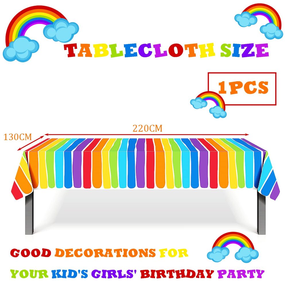 YAAVAAW Rainbow Table Cloth Party for Kids,137 * 274cm LGBT Gay Pride Party Table Cloth Rainbow Tablecloths Disposable Plastic Tablecover for Pride,Summer Beach Kids Birthday Cocktail Party Decor - Image 4