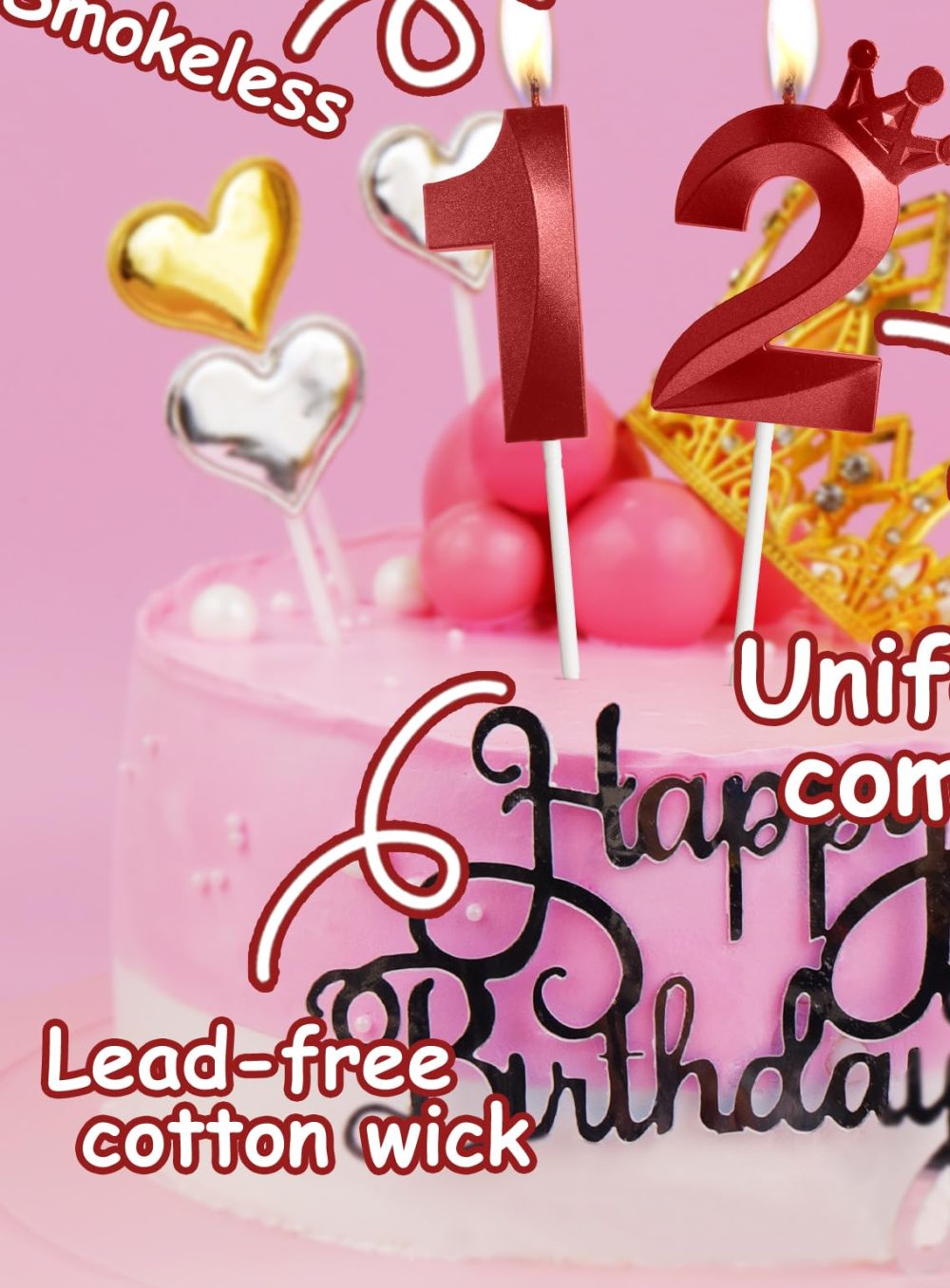 Red 11th Birthday Candles with Crown,Number 11 Candle,11th Birthday Candle for Cake Decorations,Happy Birthday Candle,Cake Candles Cake Topper Decor for Girls Boy Men Women Birthday Party Supply - Image 7