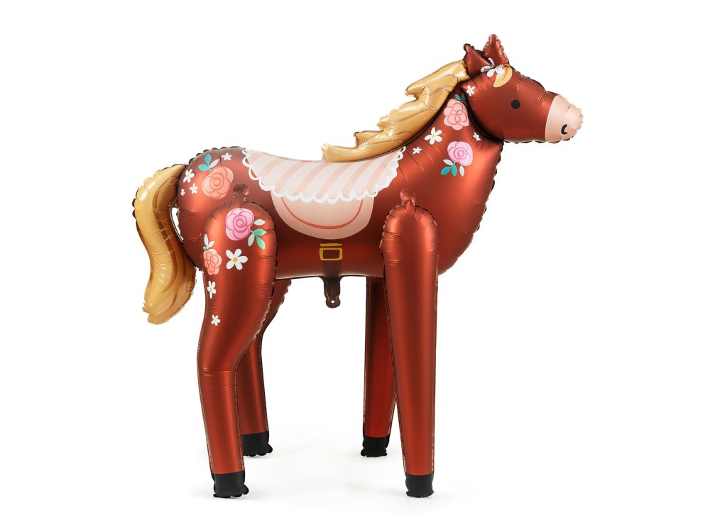 Foil Balloon Horse 101 x 105 cm - XXL Balloon for Helium or Air - Balloon for Children's Birthday Girls Birthday - Animal Foil Balloon Animal Balloon - Birthday Decoration & Party Decoration - Brown