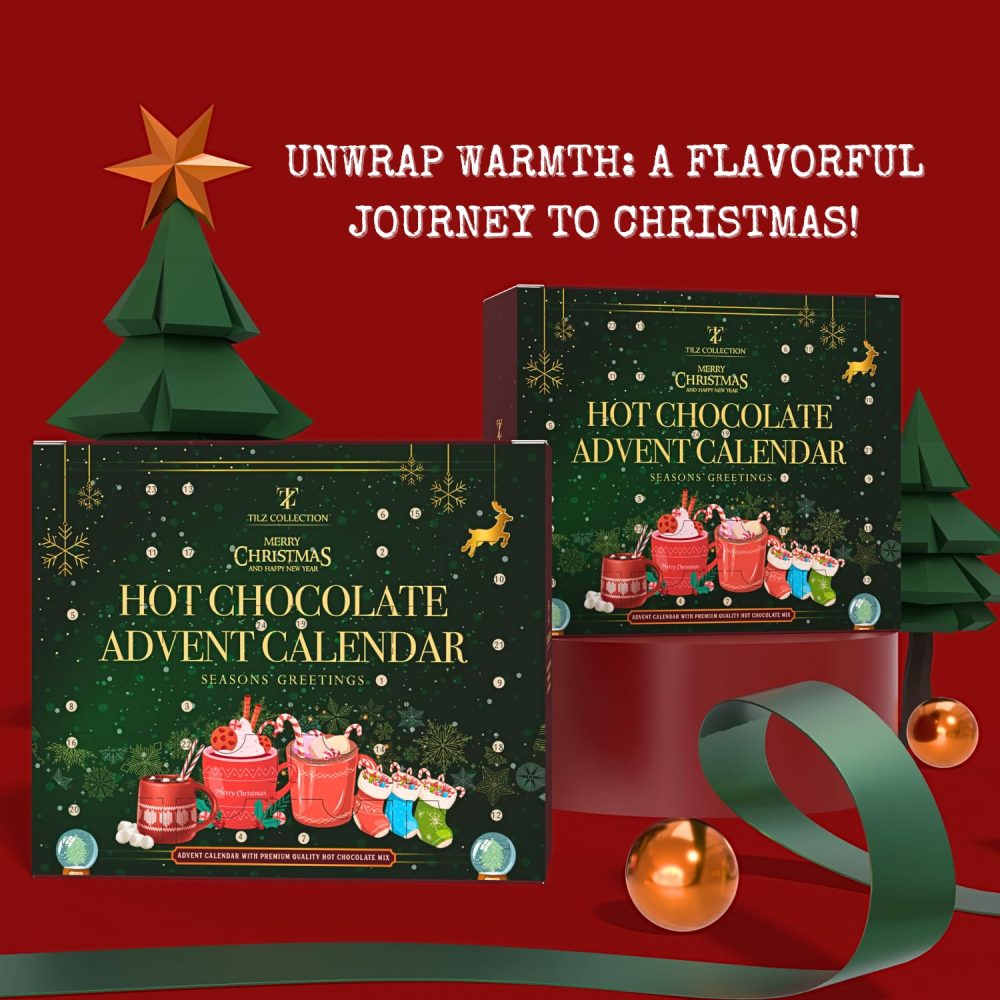Hot Chocolate Advent Calendar 2024, Christmas | 24 Days Hot Chocolate Gift Set Selection With Mini Marshmallows For Hot Chocolate | Candy Canes | Chocolate Drops | 12 Flavours, Hot Chocolate Gift Sets - Image 6
