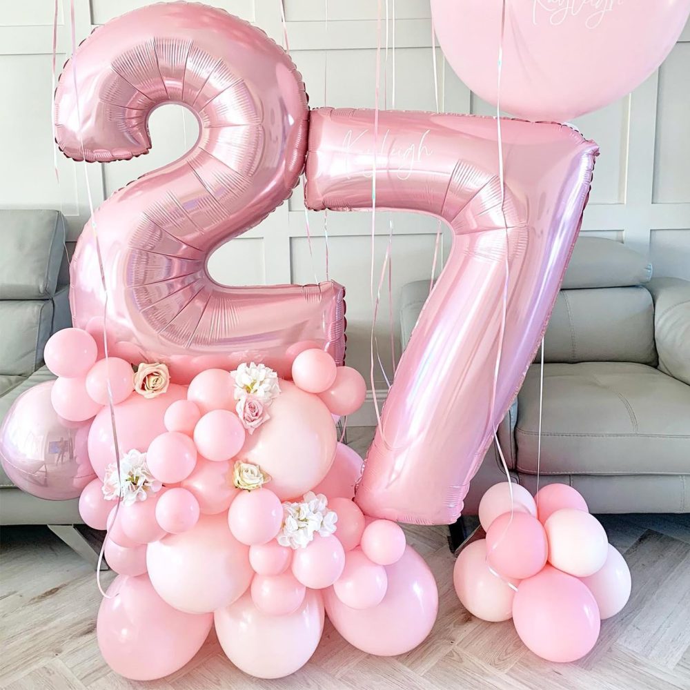 Pink Number 60 Balloon,40Inch Large Light Pink Foil 60th Birthday Balloons,Pastel Pink Number 60 Helium Balloons for Women Men 60th Birthday Anniversary Party Supplies Decorations - Image 4