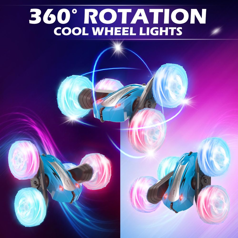 Rodzon Remote Control Cars for Kids Toys 6+ Years Old Boys,Stunt Cars Wheel Lights Rc Car,Christmas Birthday Gift Boy Girls Age 6+ Years (Blue) - Image 8