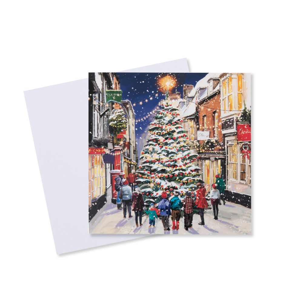 Macmillan Village Scenes Charity Christmas Cards – Pack of 20 Luxury and Eco-Friendly Christmas Cards. Boxed Multipack of 4 Seasonal Christmas Designs. 127x127mm Card Size. - Image 4