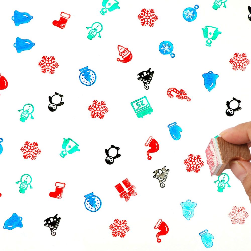HOWAF Wooden Christmas Stamps Set with Ink Pad for Crafting Card Making, Christmas Stamps Pack for Children Xmas DIY Painting Scrapbooks Christmas Party Bag Fillers Favor Decoration Supplies - Image 6