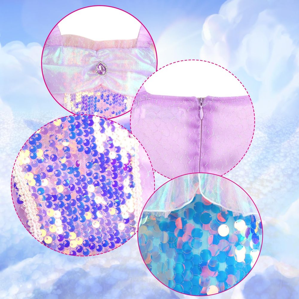 Fancyset Mermaid Costume Princess Mermaid Tail Dress Fancy Dress Up Cosplay Halloween Party Carnival Outfit with Accessories - Image 5
