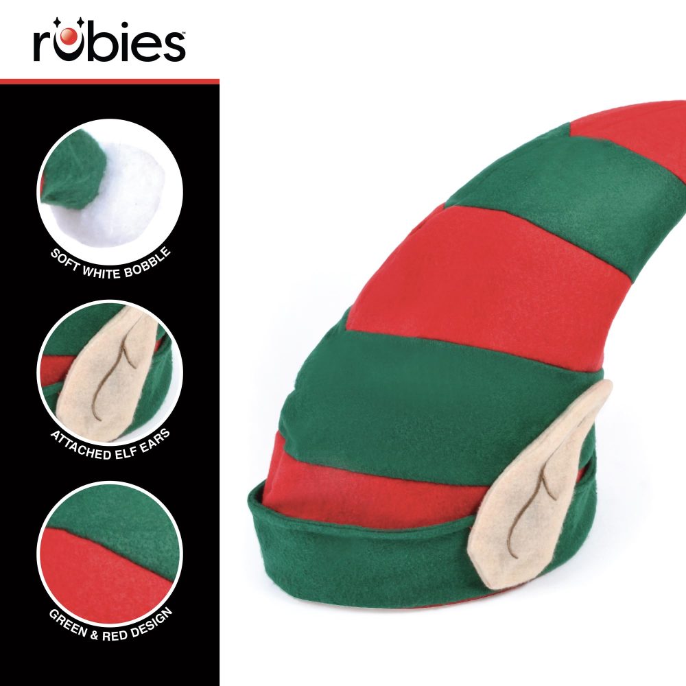 Bristol Novelty BH521 Christmas Accessory | Elf Hat with Ears | 1 Piece | Green & Red | One Size-Adult, unisex - Image 7