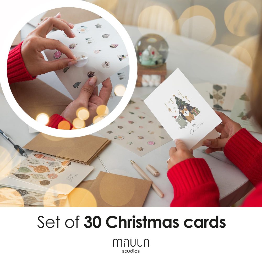 30 Christmas Cards With Envelope - Cards for Christmas A6 - Christmas Cards Pack of 30 - Xmas Cards 2024 - Christmas Card Set Postcards - Box of Christmas Cards - Boxed Christmas D013_UK - Image 6